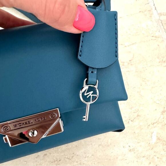 NWT! MICHAEL KORS Cece Teal Handbag, Small, MSRP.$448 - Picture 5 of 14